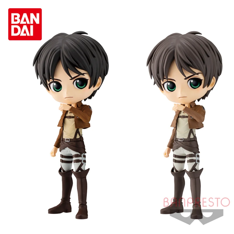 

14Cm Bandai Original BANPRESTO Q Posket Attack on Titan Anime Figures Eren Jaeger Action Figure Collection Model Toys Gifts