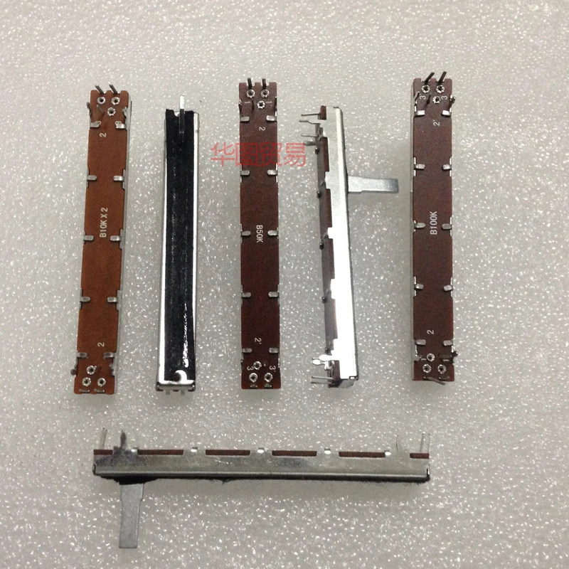 

Смеситель SC6021 B10K B50K B100K, двухканальный фейдер/75 мм стерео скользящий потенциометр с Push-pull B10K B50K B100K, 1 шт.