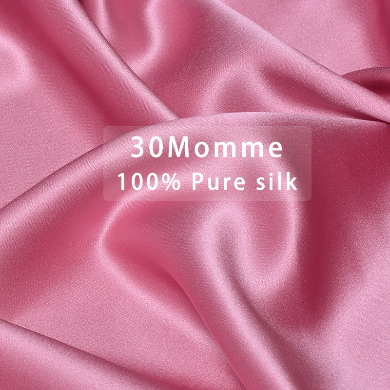 

HYSK 100% natural 30mm heavy satin crepe de Chine Silk Fabric multi solid colors 114cm 44" wide by the yard meter pink for dress