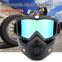 colorful mask glasses motorcycle skiing windproof goggles uv protection detachable fashion sports eyewear with mouth filter