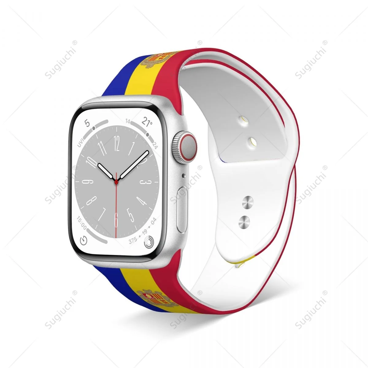 Фото Универсальный спортивный ремешок с 3D-печатью флага Андорры для Apple Watch Ultra 2, силиконовый ремешок для Iwatch Series 9, 8, 7, 6, SE, 5, 4 №2