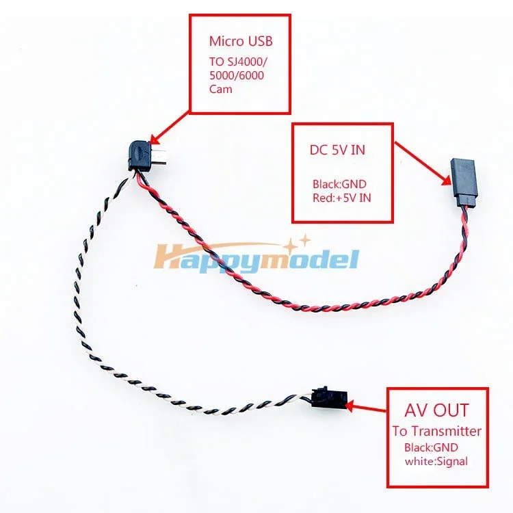 2 шт. кабель Micro USB-AV Out 5 8G FPV TX RX для камеры XiaoYi SJ4000 SJ5000 SJ6000