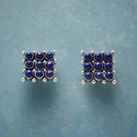 vintage hot sale fashion jewelry square geometric alloy lapis lazuli retro female stud earrings personality simple party jewelry