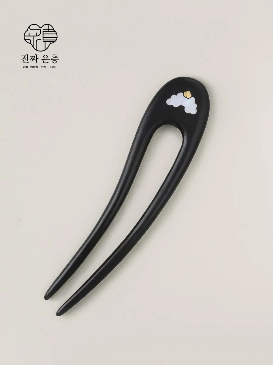 Zhizhen Yinlou 8K Gold Safe Lock Xiangyun Hairpin Women Ancient Sle Ebony Up-do Chopsticks Screw Craft |