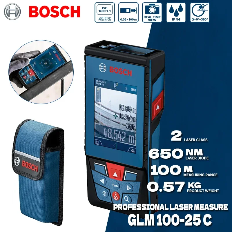 Лазерный измеритель расстояния BOSCH GLM 100-25 C со встроенной камерой