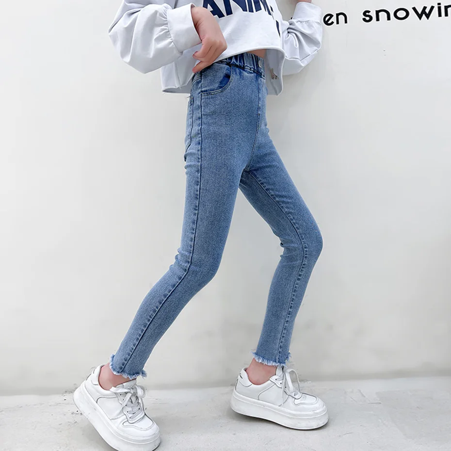 Джинсы детские однотонные облегающие на возраст 6 8 10 12 14 |