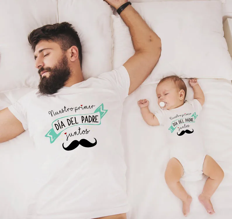 Our First Father's Day Together Matching Shirts Daddy & Baby Ourfist Matching Shirt for Dad and Son New Father's Day Gift