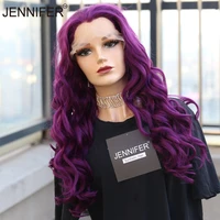 synthetic wigs brown purple 2 color long wave wigs cosplaypartydaily wigs part lace front heat resistant wigs for women