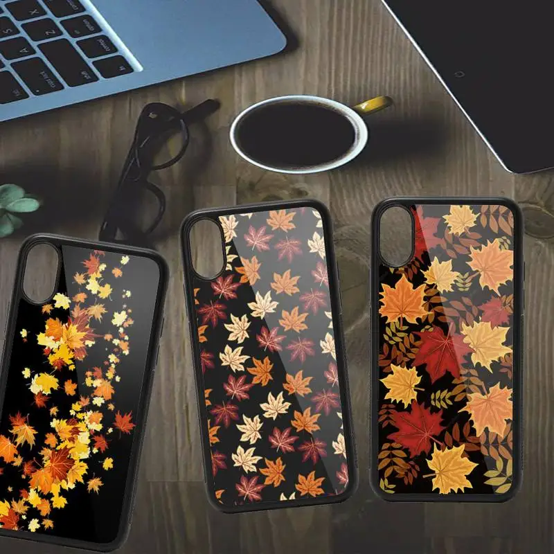 

autumn fall forest maple leaves Phone Case PC for iPhone 11 12 13 pro XS MAX 8 7 6 6S Plus X XR Luxury shell funda