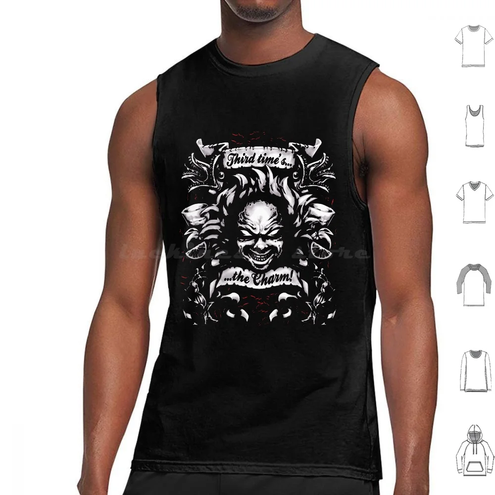 

Third Time'S The Charm Tank Tops Vest Sleeveless Beetles Juice Ornate Crest Movies 80S Horror Comedy Halloween