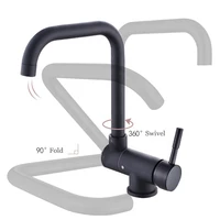 black kitchen faucet swivel and fold stainless steel kitchen mixer for sink single handle hot and cold water mixer tap
