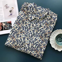 new 2022 cotton full sleeve shirt women blouse print high quality prairie chic floral flower single breasted natural fiber