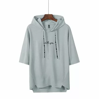 

NEW IN Mens Tees Summer Men Short Sleeve Sweatshirt Hooded T Shirt Male Hip Hop Streetwear Sports Wear Tracksuit Tops Tees 4XL