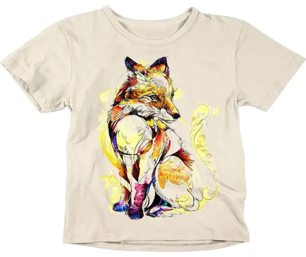 Детская Акварельная футболка для мальчиков и девочек с изображением лисы