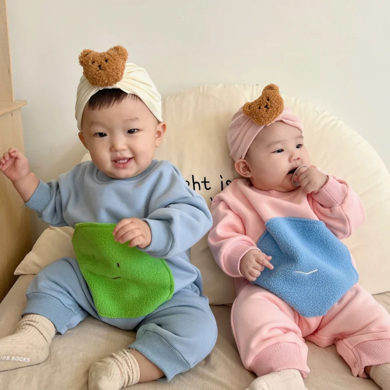 

HoneyCherry Autumn and Winter Cute Baby Out Thickened Romper Baby Padded Romper Baby Jumpsuit