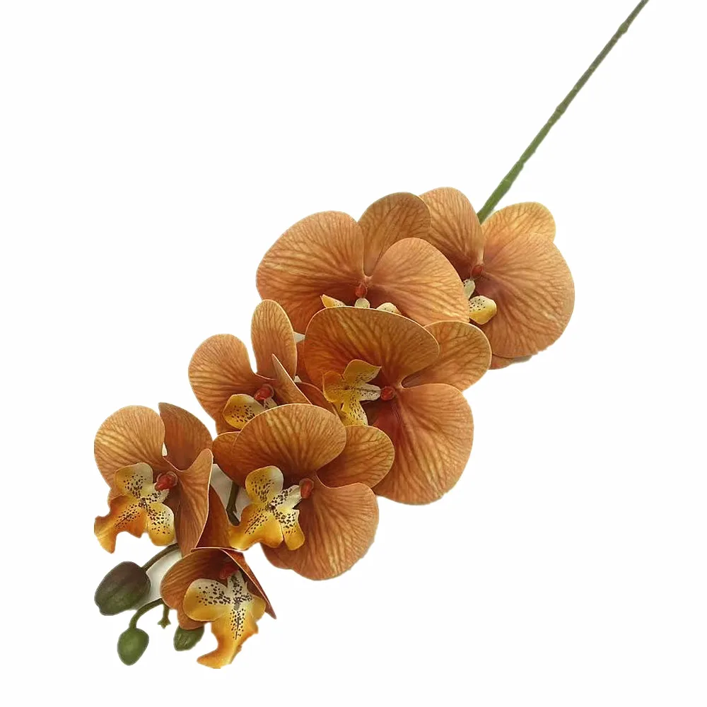 Искусственная бабочка орхидея цветочная ветка 7 головок латексный фаленопсис Real
