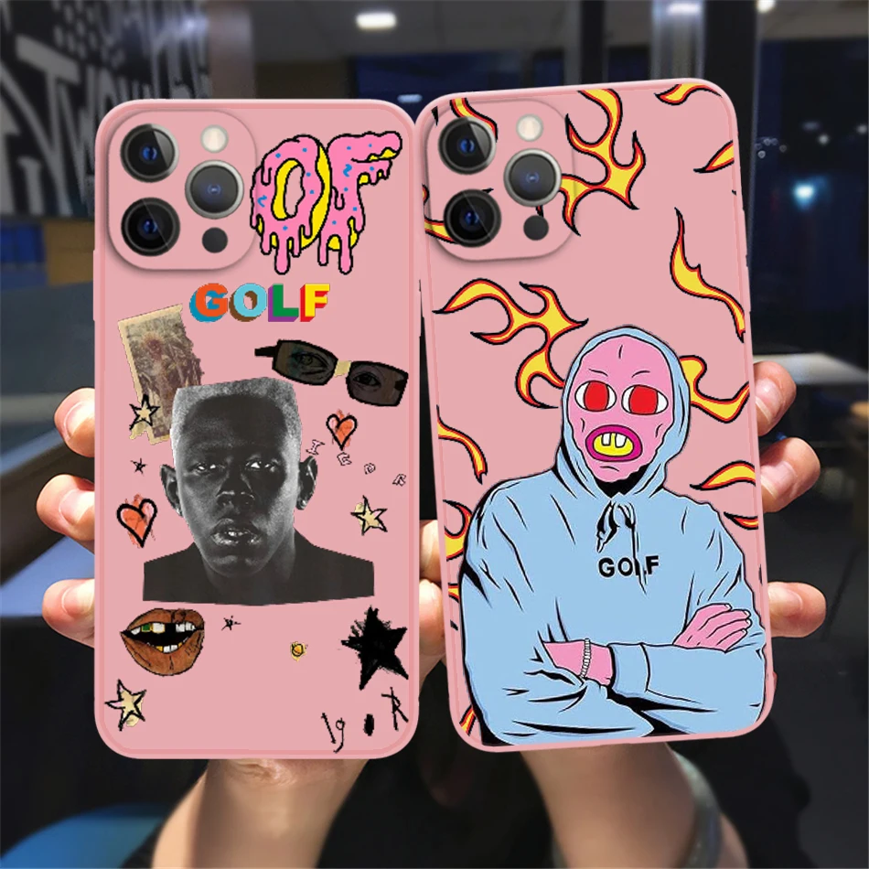

Tyler The Creator GOLF Phone Case For iPhone14 11Pro Max Xs Xr 87 Plus Anti Fall Soft Liquid Silicone Pink Lens Protection Cover