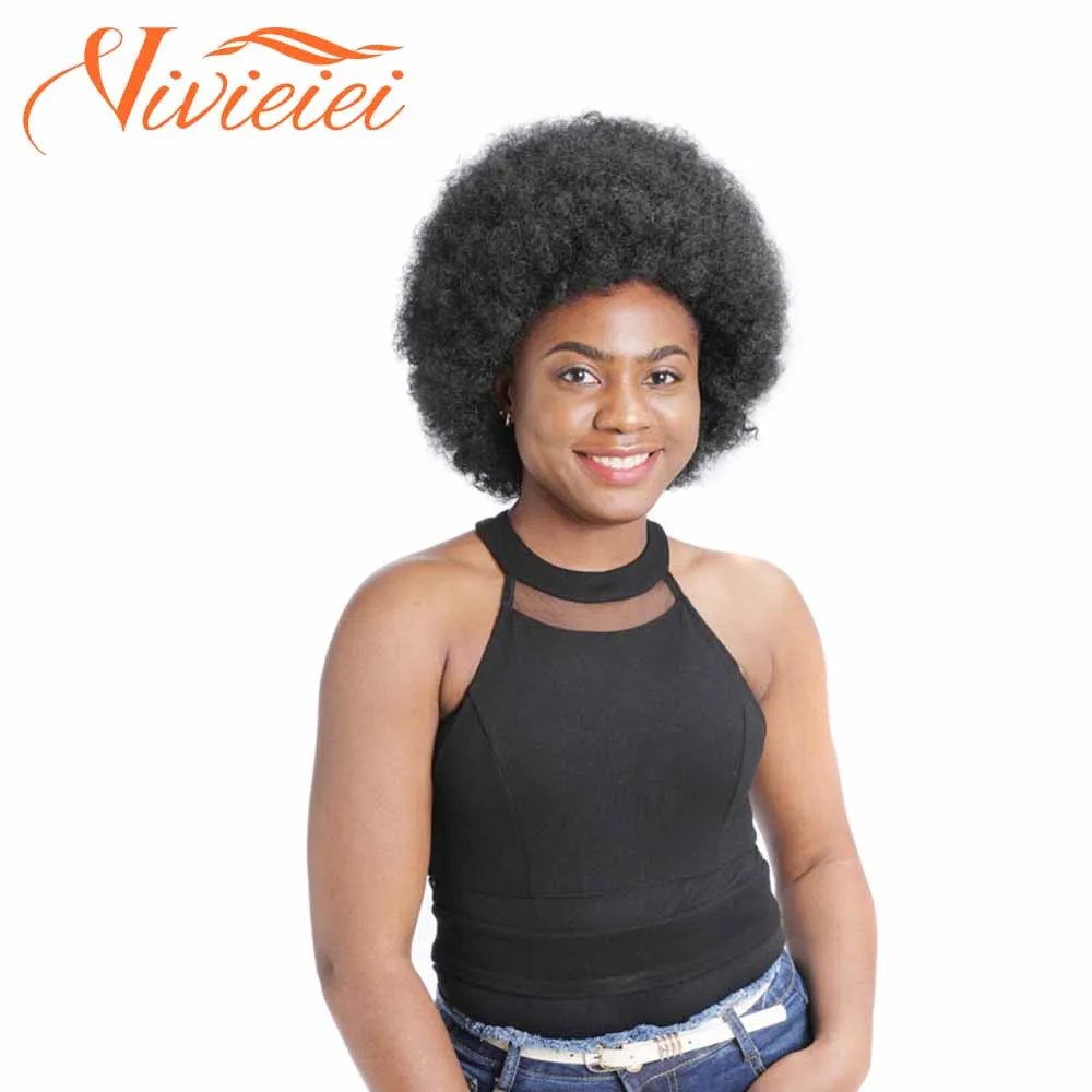 

Афро-парик с высокой буфами, короткие кудрявые черные натуральные синтетические волосы Омбре для женщин, парики для танцев и вечеринок