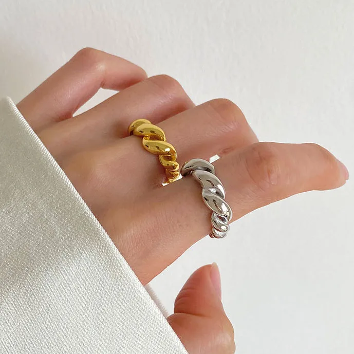 

Новые винтажные металлические золотые серебряные открытые Регулируемые поворотные кольца из нержавеющей стали для женщин и мужчин индивидуальные модные ювелирные изделия