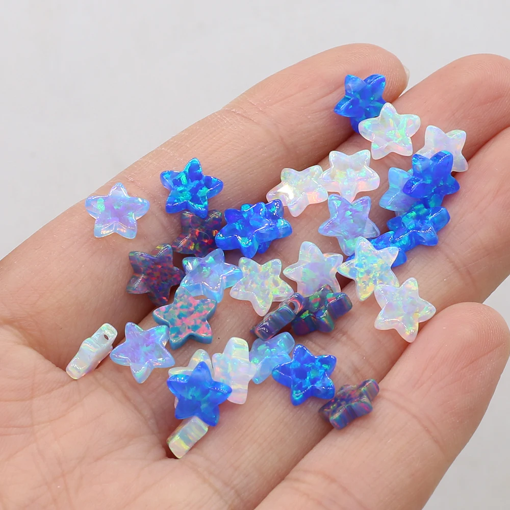 

1PC Created Color Fire Opal Bead Pendant Five-pointed Star Gemstone Loose Beads for Jewelry Making DIY Earring Necklace Bracelet