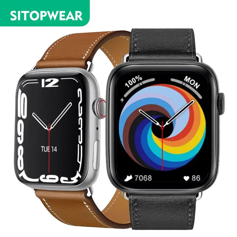 

Новинка 2022, деловые умные часы с кожаным ремешком для мужчин и женщин, умные часы с Bluetooth, беспроводной зарядкой, фитнес-браслет, часы «сделай сам»
