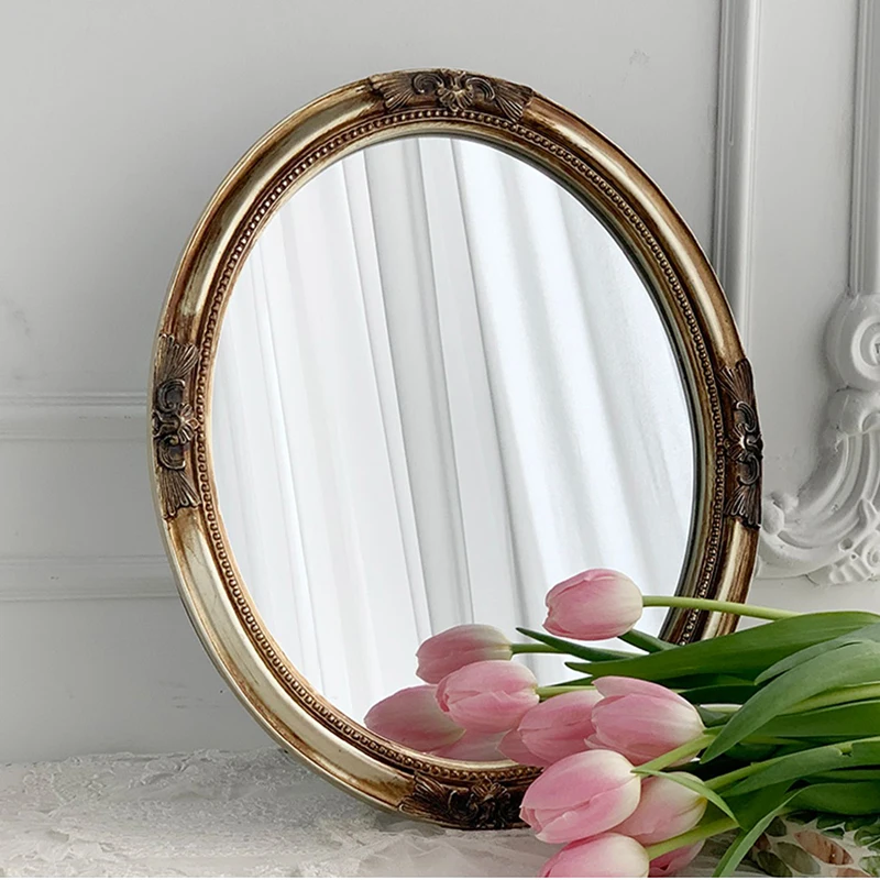 

desk mirror Wall Mirrors Round Irregular Vintage Elegant Mirror Elegant Modern nordicc Living Room decoration Hogar Home Decor