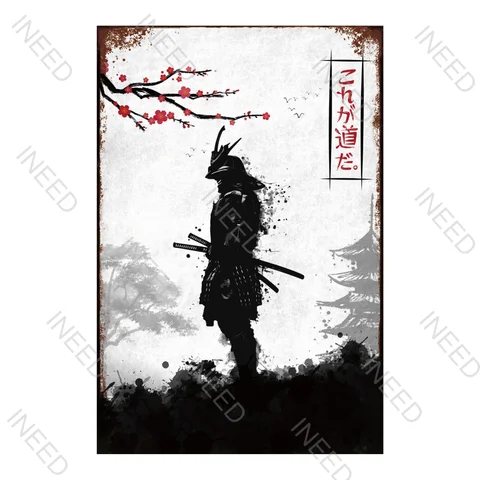 Винтажный металлический оловянный плакат в японском стиле INEED, Постер самурайского типа для дома, бара, паба, кафе, гостиной, спальни, Настенный декор