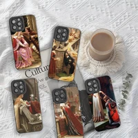 medieval middle ages art painting phone case for iphone 12 11 pro max mini x xs xr 7 8 plus camera lens liquid silicone