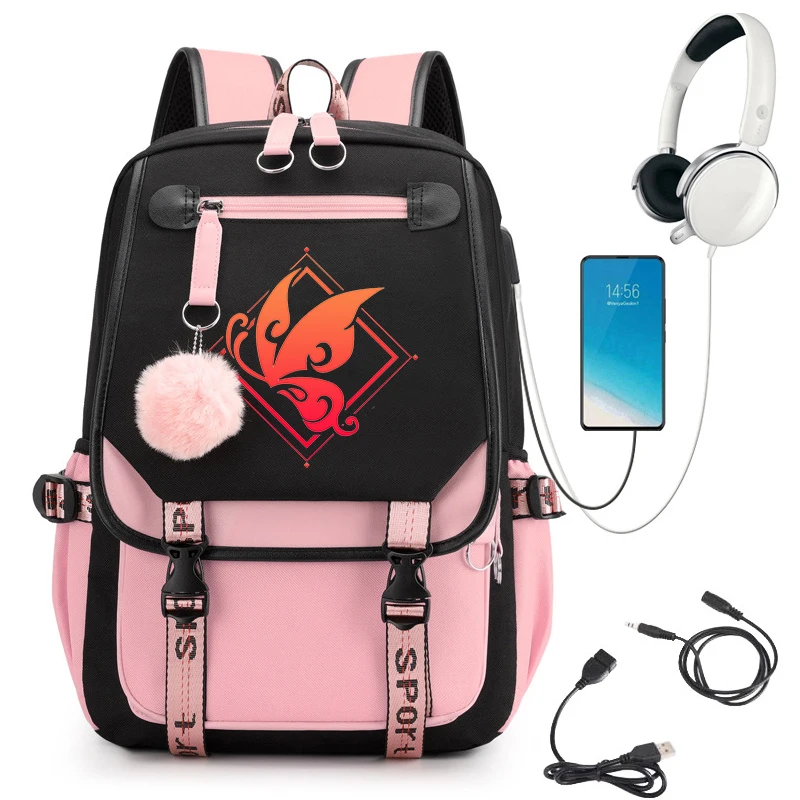 

Genshin Impact Anime backpacks for school teenagers girls Klee Cartoon Bookbag Laptop schoolbag Travel Rucksack Hu Tao bagpack