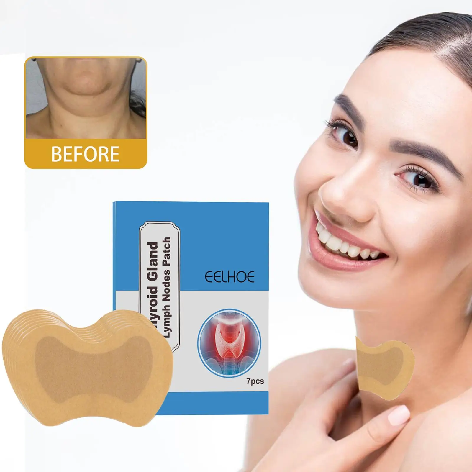 

7pcs/box Thyroid Lymph Node Patch Section Lymphatic Drainage Lymph Node Breast Lymph Drainage Cream Treatment