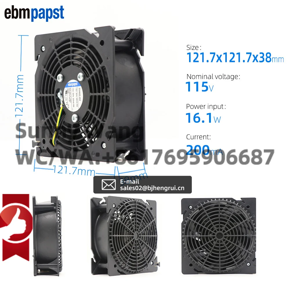 Фото ebmpapst DV4600-492 120x120x38 мм 12038 12 см 115 В переменного тока 19 Вт 0,24 А 120 мм осевой охлаждающий вентилятор шкафа с шарикоподшипником №2