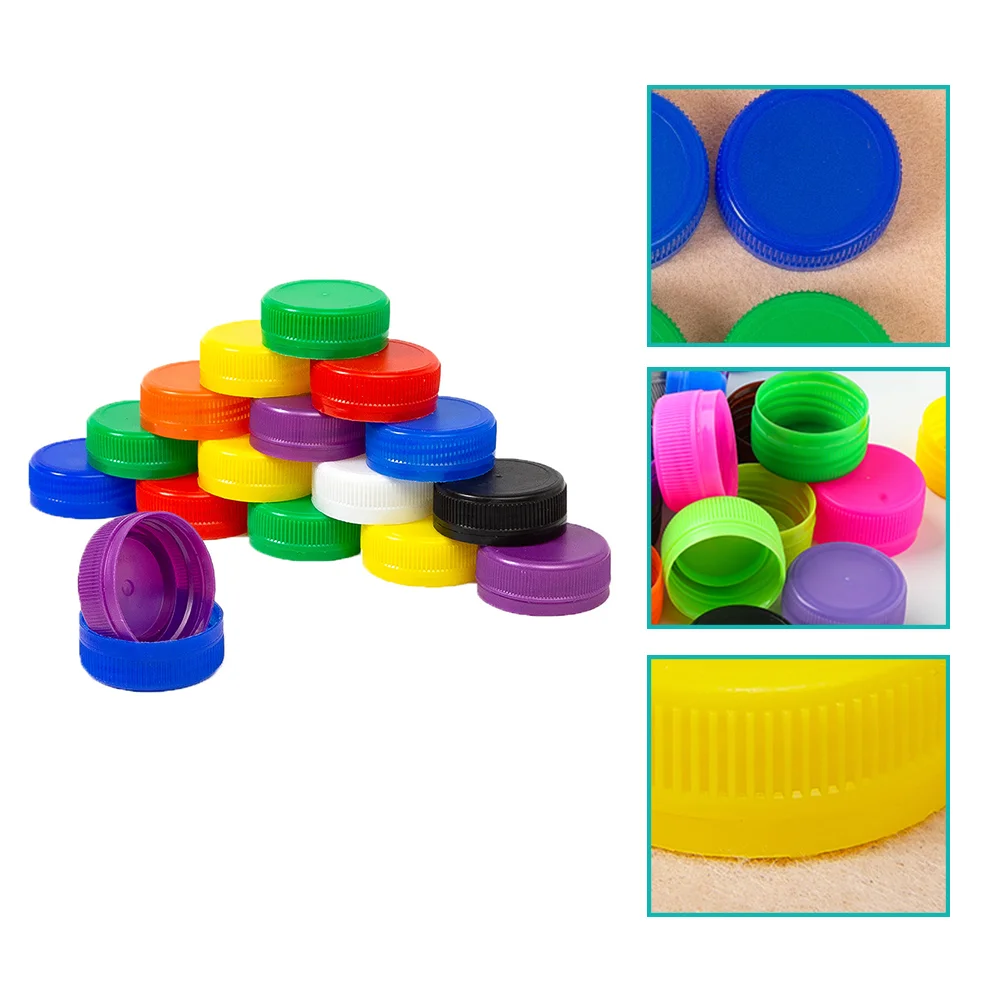 

200pcs Decorative Bottle Caps Plastic Bottle Caps for Kids DIY Craft Making