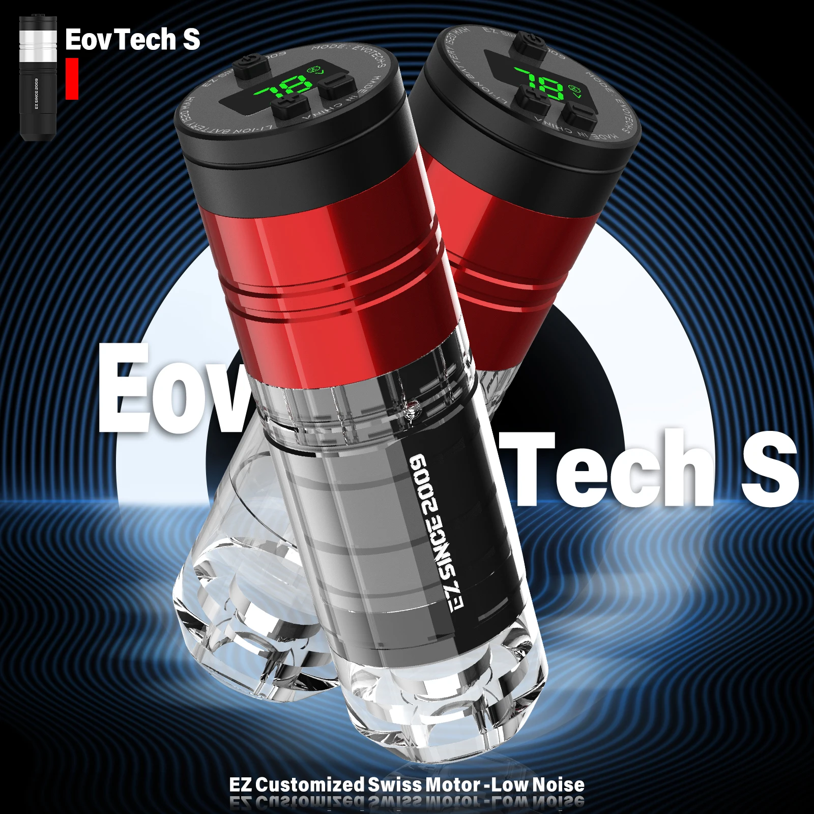 3.5mm/4.0mm Stroke EZ EvoTech S Wireless Battery Tattoo Pen Machine EZ Intelligent Chip Customized External Rotor Brushless