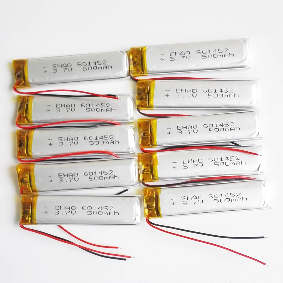 10 шт. 3 7 в 500 мАч Lipo перезаряжаемая батарея 601452 для MP3 Bluetooth Колонка GPS PSP гарнитура