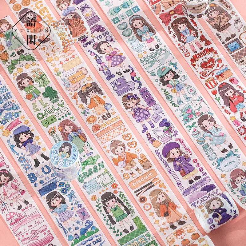 

Cool Girl 50mmx3m Special Oil Print Washi Tape Cartoon Lady Outfit Journaling Scrapbook Deco Stickers School Stationery A437