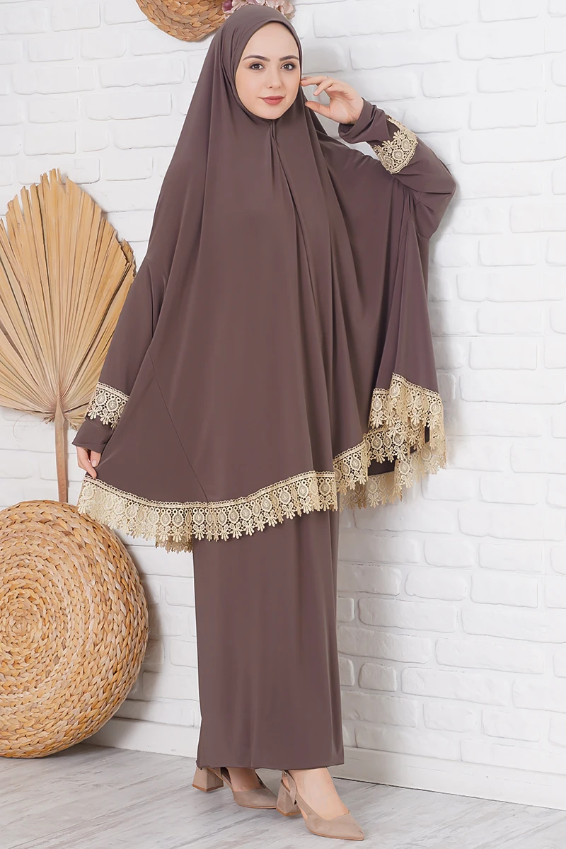 Женское платье с капюшоном, длинное платье-хиджаб из гипюра с капюшоном