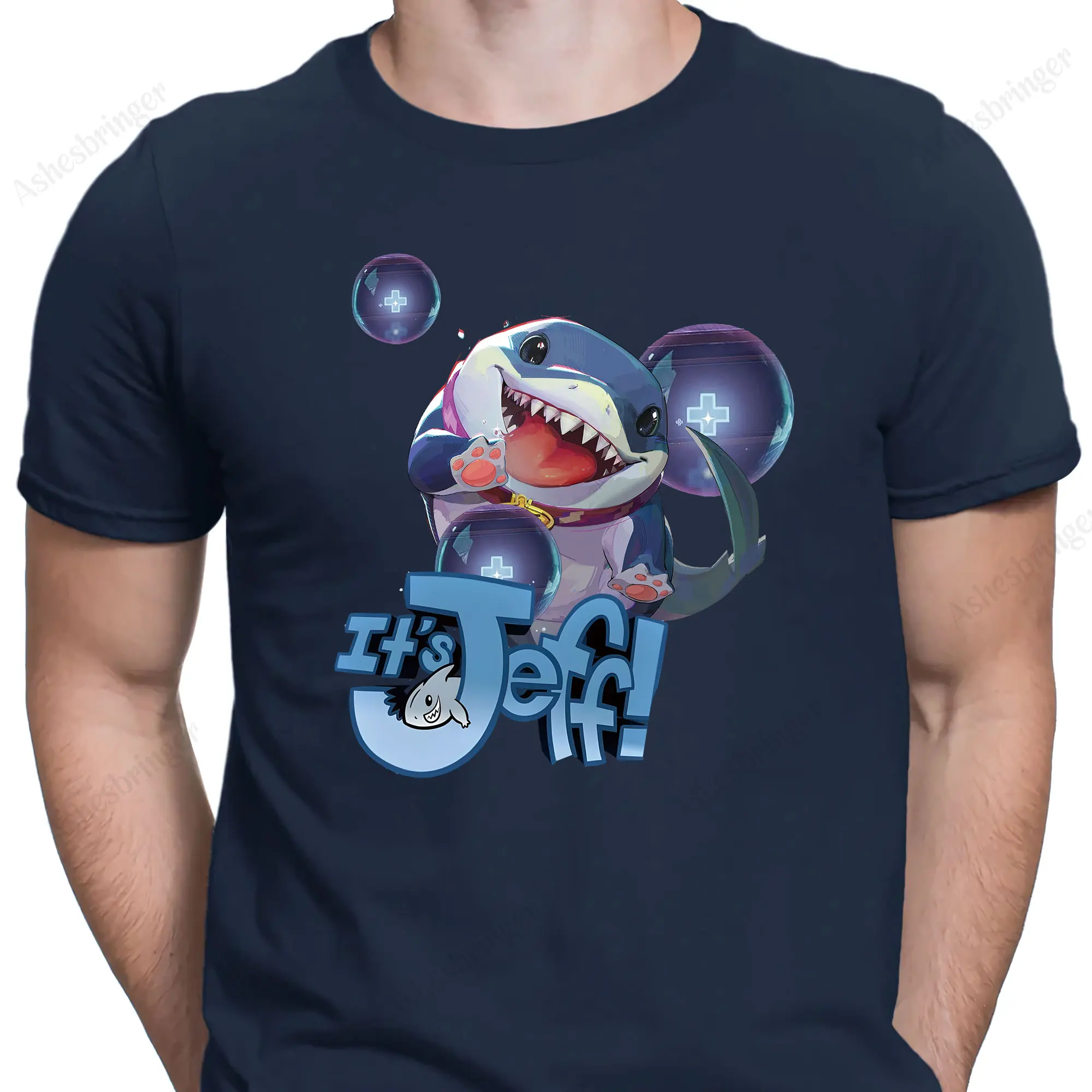 Men's Cotton Crew Neck Jeff Land Shark Graphic Print T-Shirt Street Casual Style Tops for Men and Women (art.: 3920cb5e8a325) - 3920cb5e8a325