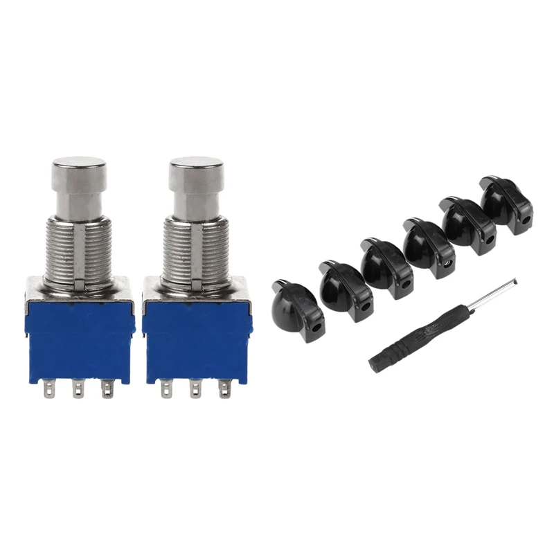 

2 шт. 9-Pin 3Pdt ножной металлический переключатель для гитарных эффектов синий и 1 Комплект ручек для указки с педалью и куриной головкой с черны...