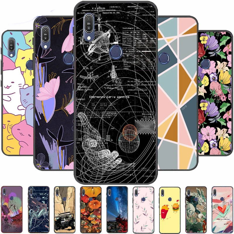 

For Asus Zenfone Max Pro M1 ZB601KL ZB602KL Case Painted Soft TPU Silicone Back Cover Phone Cases Bumpers Fashion Black Frame
