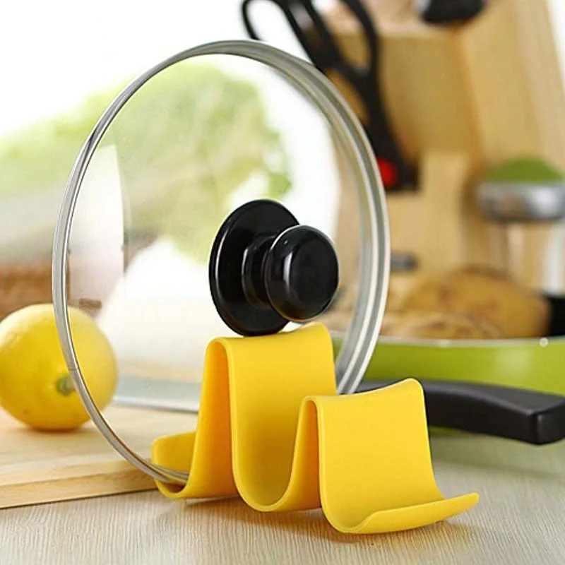 

Plastic Kitchen Wave Shape Pot Pan Cover Lid Shell Stand Holder Racks Ladle Spoon Storage Rack Cooking Tools Color Random