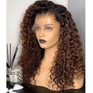 Soft 26Inch Long Kinky Cruly Ombre Blonde 180Density Lace Front Wig for Black Women BabyHair Glueless Preplucked Synthetic Daily