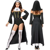 sexy nun costume adult women cosplay church missionary sister fancy dress%ef%bc%88bodysuit socks headscarf sleeve collar%ef%bc%89