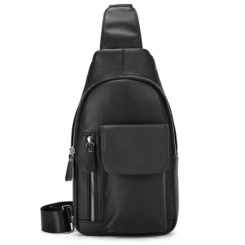 Retro Genuine Leather Men's Chest Bag Outdoor Chest Pack Business Shoulder Crossbody Bag For Male Casual Sling Bag