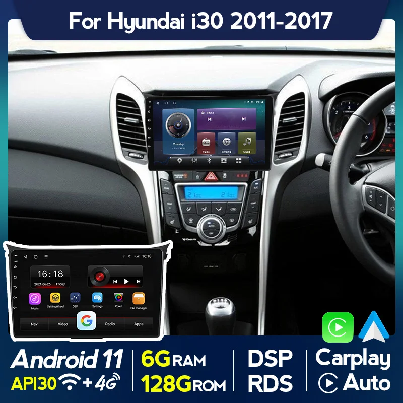 Автомагнитола для Hyundai i30 128-2011 стерео-система на Android 6 ГБ ОЗУ 2017 Гб ПЗУ GPS