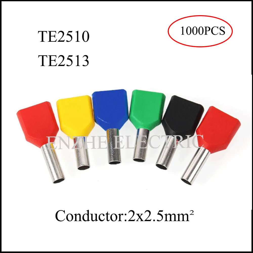 Проводник TE2510 TE2513 2*2, 5 мм2, медный, европейского типа, предварительно Изолированный конец шнура с двумя осями, тип трубки, 1000 шт.