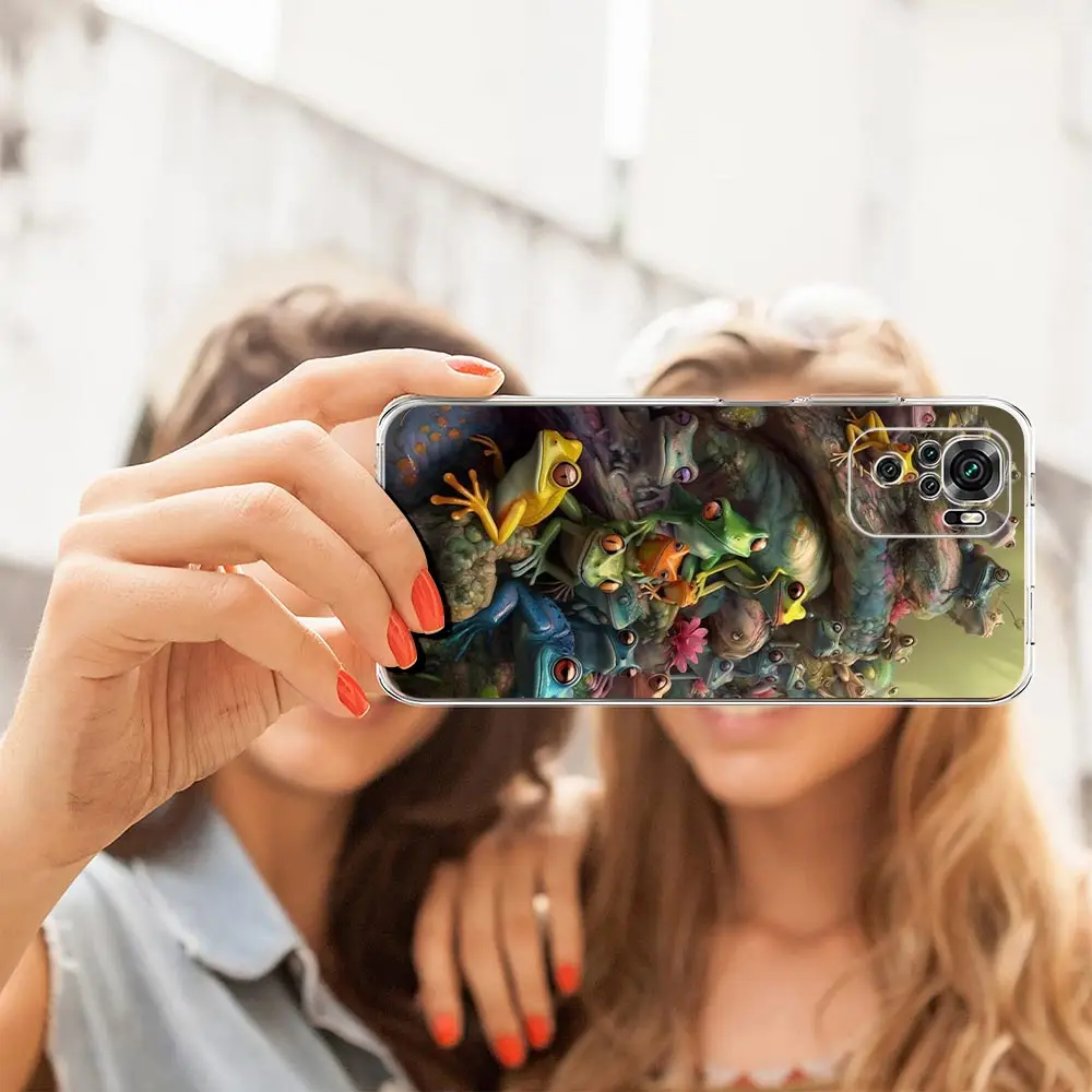 Прозрачный чехол для телефона Redmi 14C 13C 10C Note 15 14 13 12 11 K40 Pro Plus 5G, мягкий чехол из ТПУ с реалистичным принтом лягушки (art.: 3920d99bc8240) - 3920d99bc8240