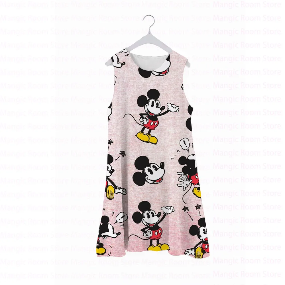 Купи 2022 New Summer Kids Dress Princess Dress Printed Round Neck Sleeveless Dress Casual Disney Mickey Dress Girls Clothing за 839 рублей в магазине AliExpress