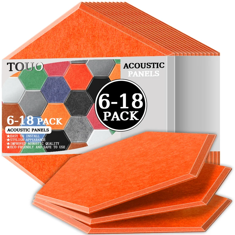 TOUO 6-18 Pcs Acoustic Panels Hexagon Design Home Studio Noise Insulation Sound Proof High Density Wall Door
