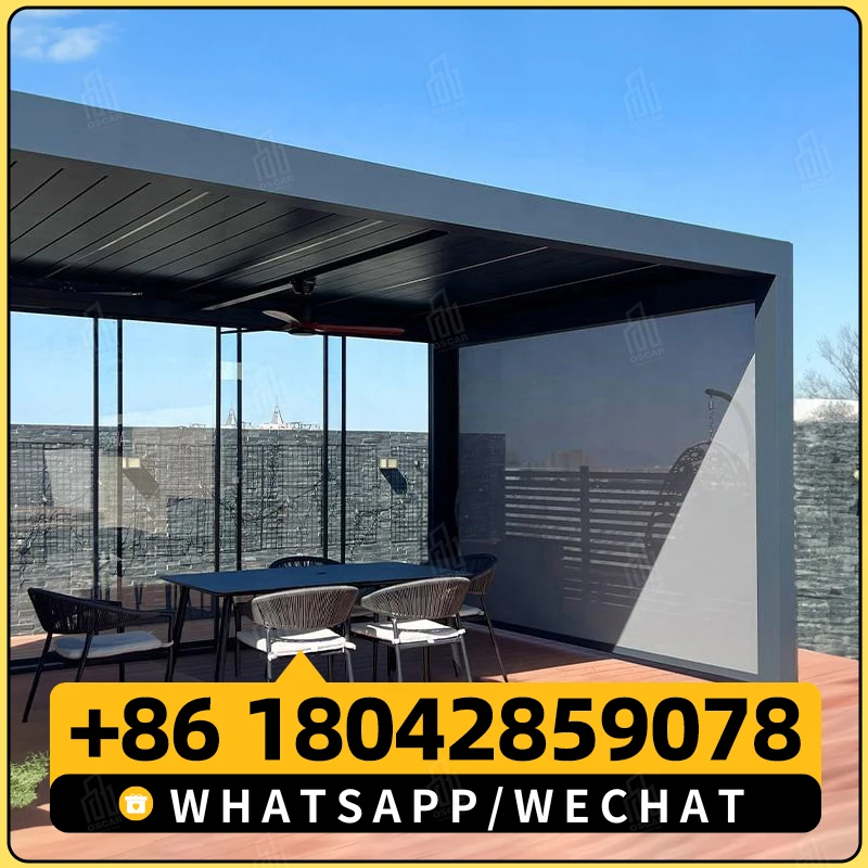 Алюминиевая беседка из жалюзи для улицы водонепроницаемая моторизованная