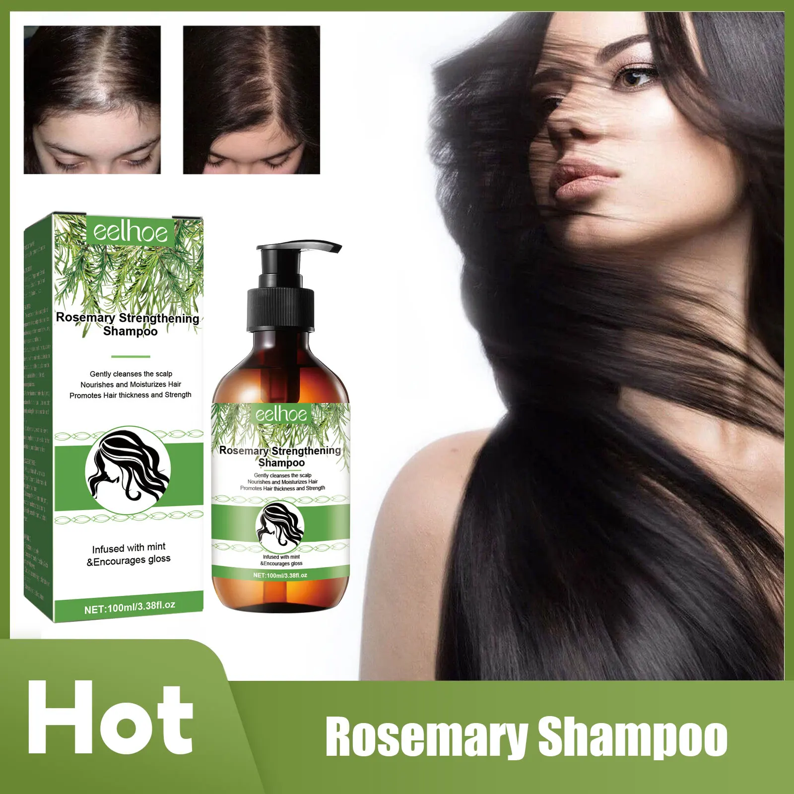 

Rosemary Hair Thickening Shampoo Fast Hair Growth Anti-Thinning Dry Frizzy Treatment Deep Cleansing Nourish Anti Hair Loss Care